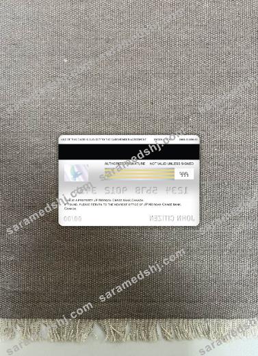 Canada JP Morgan chase bank visa debit card photolook back